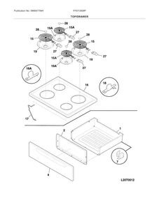 Top/drawer Diagram and Parts List for FFEF3009PWE  Frigidaire Range