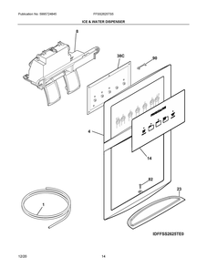 Ice And Water Dispenser Diagram and Parts List for FFSS2625TS5  Frigidaire Refrigerator