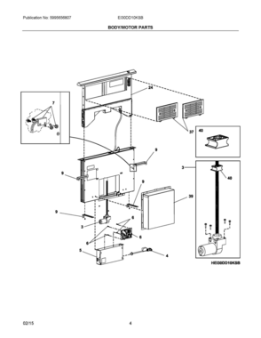 03 - BODY/MOTOR PARTS Diagram and Parts List for EI30DD10KSB  Frigidaire Range Hood