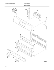 Backguard Diagram and Parts List for CFGF366DCB  Frigidaire Range