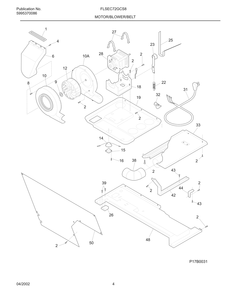 Motor/Blower/Belt Diagram and Parts List for FLSEC72GCS8  Frigidaire Dryer