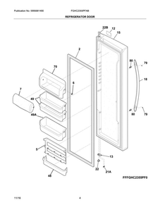 Refrigerator Door Diagram and Parts List for FGHC2355PFAB  Frigidaire Refrigerator