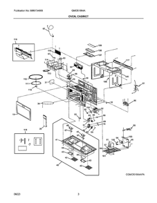 Cabinet, Oven Diagram and Parts List for GMOS1964AFA  Electrolux Microwave