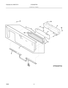 Control Panel Diagram and Parts List for LFID2426TF6A  Frigidaire Dishwasher