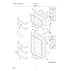 Door Diagram and Parts List for FRTD2021AW0  Frigidaire Refrigerator