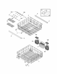 Racks Diagram and Parts List for 58715378100B  Kenmore Dishwasher