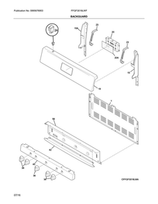 Backguard Diagram and Parts List for FFGF3019LWF  Frigidaire Range