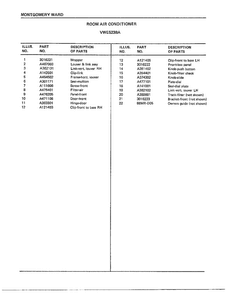 Room Air Conditioner Page 2 Diagram and Parts List for 5238A  Frigidaire Air Conditioner