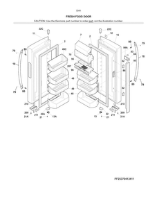 Fresh Food Door Diagram and Parts List for 2537041341A  Kenmore Refrigerator