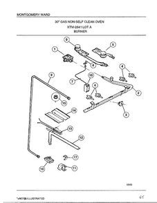 Burner Diagram and Parts List for 2841A  Frigidaire Range