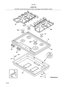 Maintop Diagram and Parts List for 79032533411  Kenmore Cooktop