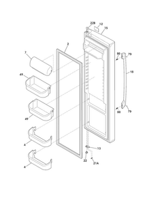 Refrigerator Door Diagram and Parts List for FPHS2386LF6  Frigidaire Refrigerator