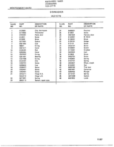 Dishwasher Page 5 Diagram and Parts List for 1077B  Frigidaire Dishwasher