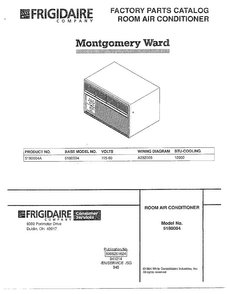 Room Air Conditioner Diagram and Parts List for 5180004  Frigidaire Air Conditioner