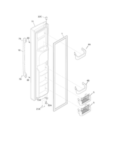 Freezer Door Diagram and Parts List for FPHS2386LF7  Frigidaire Refrigerator