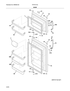 Door Diagram and Parts List for FFHT2131QP1  Frigidaire Refrigerator