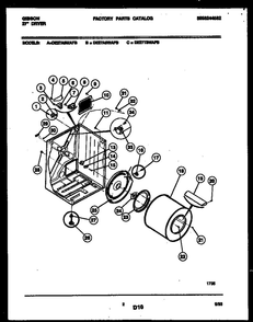 Cabinet And Component Parts Diagram and Parts List for DE27A8WAFB  Gibson Dryer