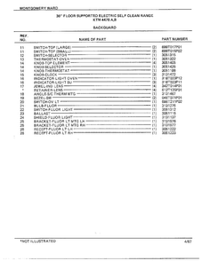 30" Floor Supported Elec Backguard Page 2 Diagram and Parts List for 4478B  Frigidaire Range