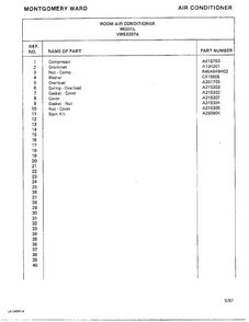 Air Conditioner Page 8 Diagram and Parts List for 5257A  Frigidaire Air Conditioner