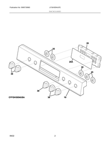 Backguard Diagram and Parts List for LFGH3054UFE  Frigidaire Range