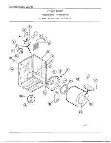 Cabinet Drum And Heat Duct Diagram and Parts List for 8589-80D  Frigidaire Dryer