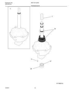 Transmission Diagram and Parts List for MET1041ZAS0  Frigidaire Washer Dryer Combo