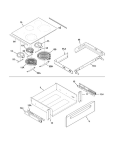 Top/drawer Diagram and Parts List for CGES3065PWC  Frigidaire Range