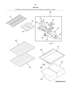Shelves Diagram and Parts List for 25360419414  Kenmore Refrigerator