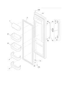Refrigerator Door Diagram and Parts List for FFHS2322MB4  Frigidaire Refrigerator