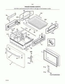 Part Location Diagram of 242198502 Frigidaire HANDLE-DRAWER
