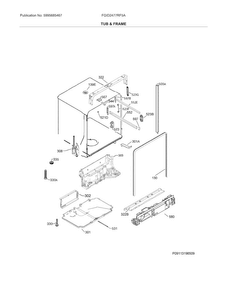 Tub & Frame Diagram and Parts List for FGID2477RF5A  Frigidaire Dishwasher