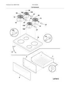 Top/drawer Diagram and Parts List for FFEF3005MQF  Frigidaire Range