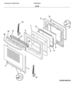 Door Diagram and Parts List for GCRG3060AFA  Frigidaire Range