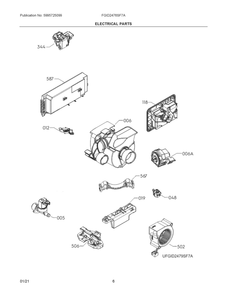 Electrical Parts Diagram and Parts List for FGID2476SF7A  Frigidaire Dishwasher