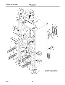 Cabinet Diagram and Parts List for GRMC2273CF03  Frigidaire Refrigerator
