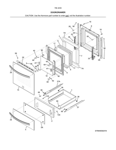 Door/drawer Diagram and Parts List for 79040309410  Kenmore Wall Oven