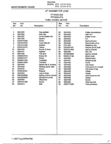 Tubs, Hoses, Motor Page 2 Diagram and Parts List for 6339A  Frigidaire Washer
