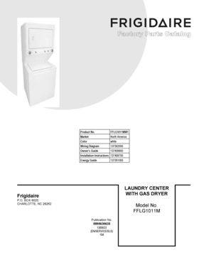 01 - COVER SHEET Diagram and Parts List for FFLG1011MW1  Frigidaire Washer Dryer Combo