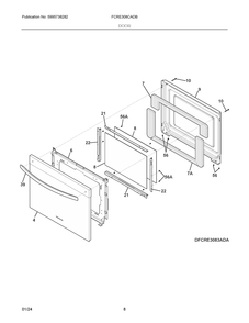 Door Diagram and Parts List for FCRE308CADB  Frigidaire Range