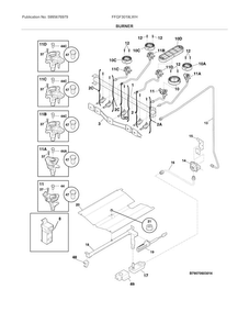 Burner Diagram and Parts List for FFGF3019LWH  Frigidaire Range
