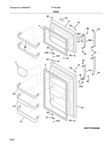 Door Diagram and Parts List for FFTR1828SP1  Frigidaire Refrigerator