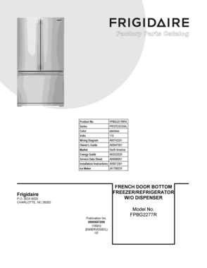 01 - COVER SHEET Diagram and Parts List for FPBG2277RF6  Frigidaire Refrigerator