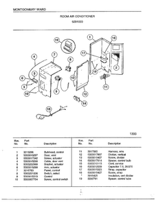 Room Air Conditioner Page 3 Diagram and Parts List for 5291003  Frigidaire Air Conditioner