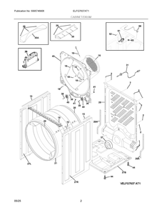Cabinet/Drum Diagram and Parts List for ELFG7637AT1  Frigidaire Dryer