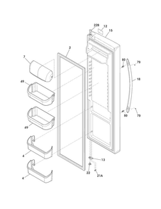Refrigerator Door Diagram and Parts List for FGEX26D6QF0  Frigidaire Refrigerator