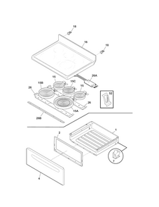 Top/drawer Diagram and Parts List for 79094192310  Kenmore Range