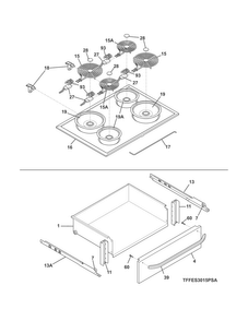 Top/drawer Diagram and Parts List for FFES3015PSA  Frigidaire Range