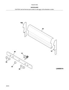 Backguard Diagram and Parts List for 79060721905  Kenmore Range