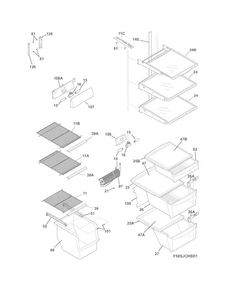 Shelves Diagram and Parts List for DGUS2645LF4  Frigidaire Refrigerator