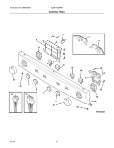 Control Panel Diagram and Parts List for MLCE10ZEMW3  Frigidaire Dryer